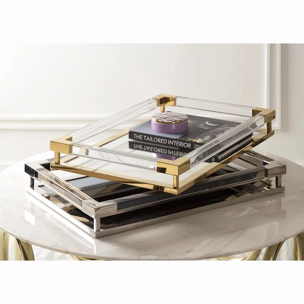 Trendy Living Jacques Tray Lucite And Brass 2 Trendy Living Jacques Tray Lucite And Brass