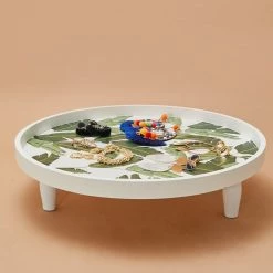 Trendy Living Accesorios Leaves Round Display Tray Green