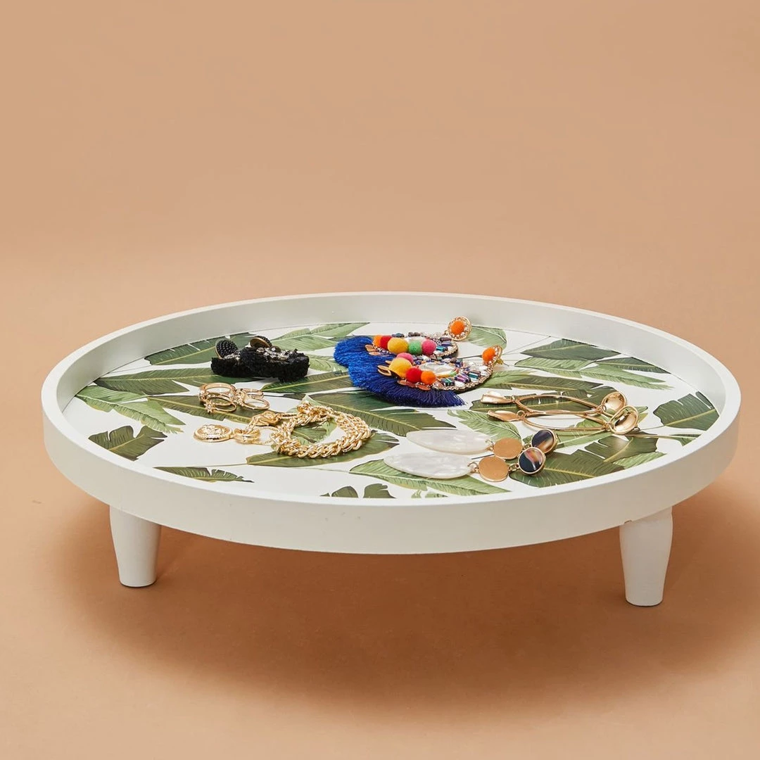 Trendy Living Accesorios Leaves Round Display Tray Green 2 Trendy Living Accesorios Leaves Round Display Tray Green