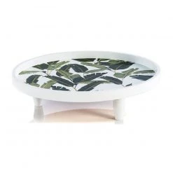Trendy Living Accesorios Leaves Round Display Tray Green