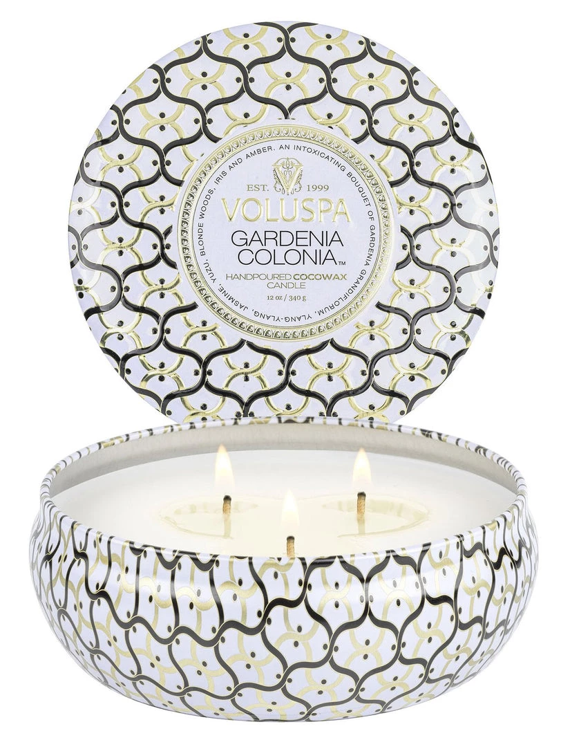 Trendy Living Gardenia Colonia 3 Wick Tin Candle 2 Trendy Living Gardenia Colonia 3 Wick Tin Candle