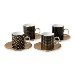 Trendy Living Arris Espresso Coffee Cup & Saucer Black Set X4 Wedgwood