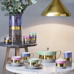 Trendy Living Vajillas Bangle Tea Cup And Sacuer Blueberry Set X 2