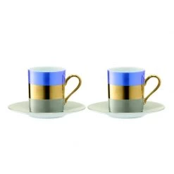 Trendy Living Bangle Coffee Cup And Saucer Blueberry Set X 2