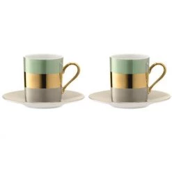 Trendy Living Vajillas Bangle Coffee Cup And Saucer Melon Set X2