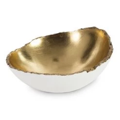 Trendy Living Broken Egg Bowl White And Gold Leaf