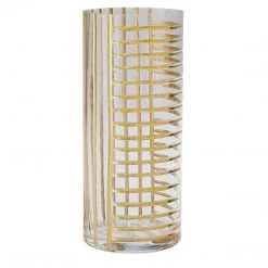Trendy Living Glass Grid Vase Gold Large Floreros