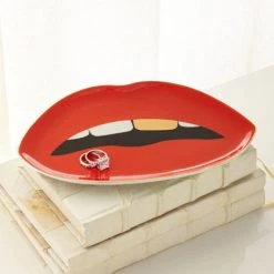 Trendy Living Jonathan Adler Lips Trinket Tray Red