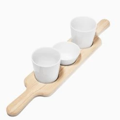 Trendy Living Bowls Paddle Dip Set & Oak Paddle