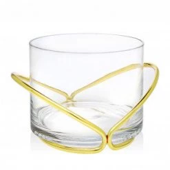 Trendy Living Piezas De Servir Salad Bowl With Gold Fin Rack