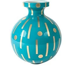 Trendy Living Jonathan Adler Santorini Hera Vase Teal/gold