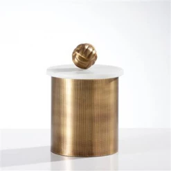 Trendy Living Esculturas Tomar Antique Brass Ribbed Canister Medium