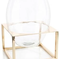 Trendy Living Wide Oval Glass Brass Gold Floreros