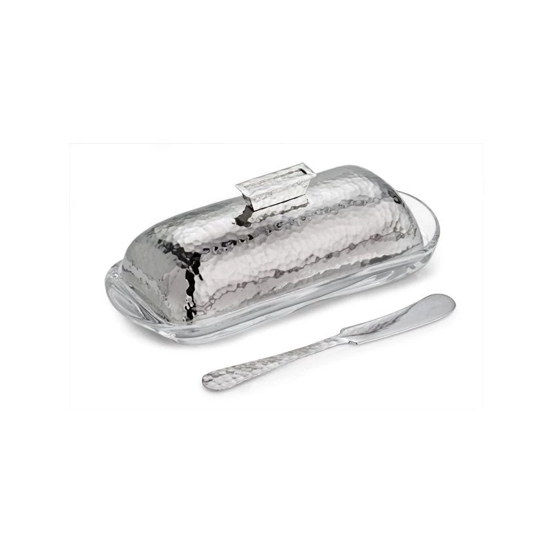 Trendy Living Hammertone Butter Dish W/knife Michael Aram 1 Trendy Living Hammertone Butter Dish W/knife Michael Aram