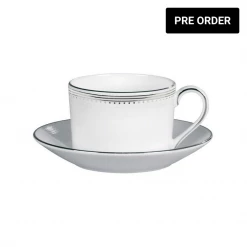 Trendy Living Platinum Grosgrain Tea Cup And Saucer