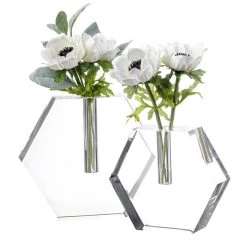 Trendy Living Hegaxagonal Flat Vase Crystal Set Linda Tawachi & David Mattout