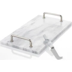Trendy Living White Marble Cheese Board W/knife